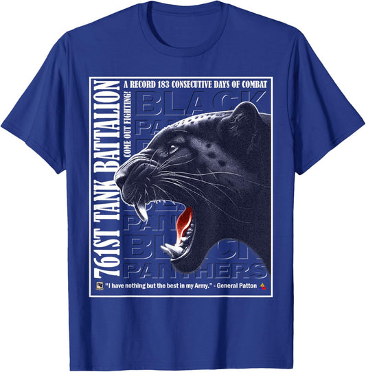 761st Tank Battalion Black Panthers WWII Valor T-Shirt - T-Shirt | Royal