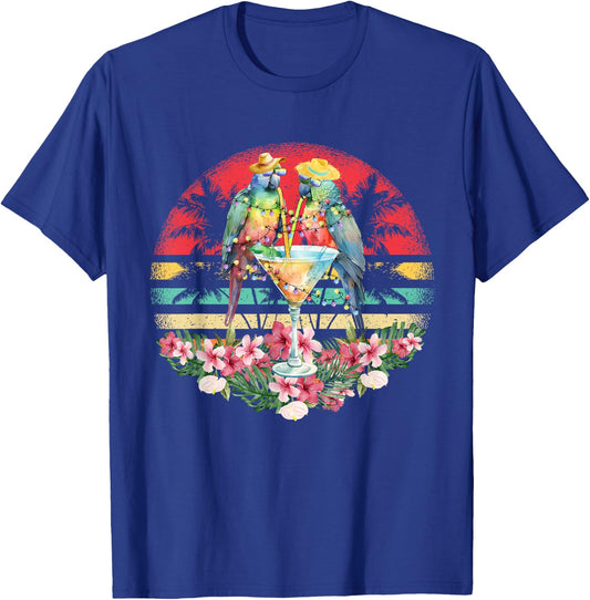 Parrots Drinking Margarita On Summer Funny parrot Lovers Men Women Kids T-Shirt - T-Shirt | Royal