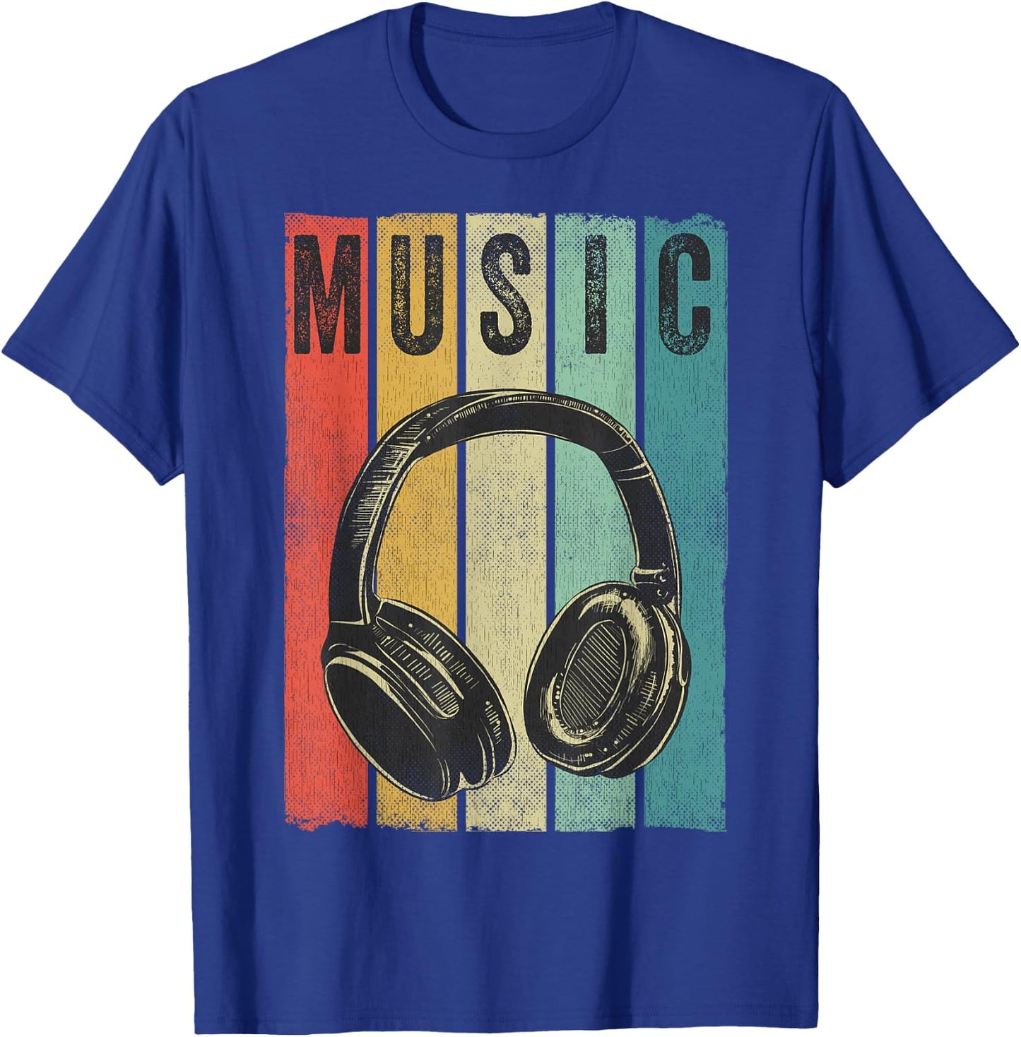 Electronic Music Lover DJ Gift Vintage Retro Headphones Small T-Shirt - T-Shirt | Royal
