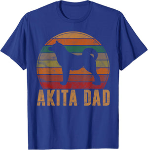 Retro Akita Dad Gift Akita Daddy Dog Owner Pet Father T-Shirt - T-Shirt | Royal
