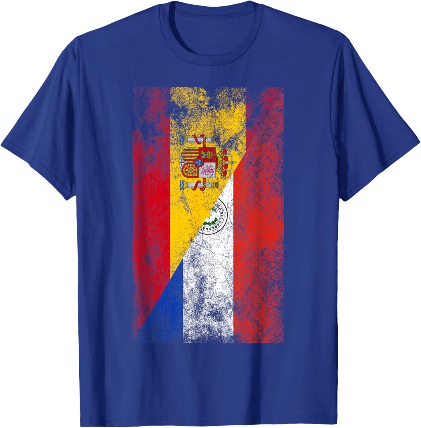 Spain & Paraguay Flags - Spanish Paraguayan T-Shirt - T-Shirt | Royal