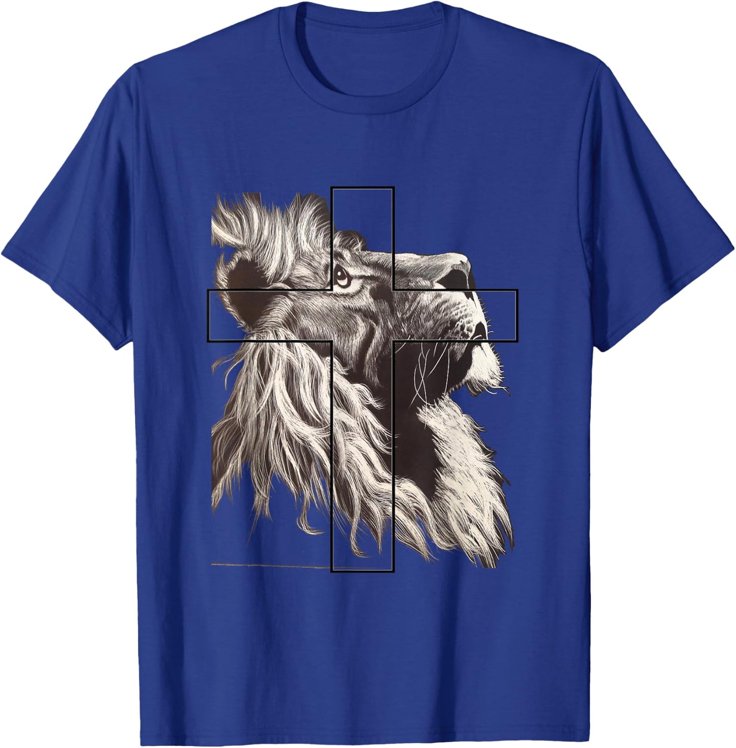 Jesus Lion of Tribe Judah Christian Cross T-Shirt - T-Shirt | Royal