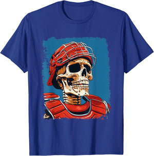 Softball Skeleton Baseball Catcher T-Shirt - T-Shirt | Royal
