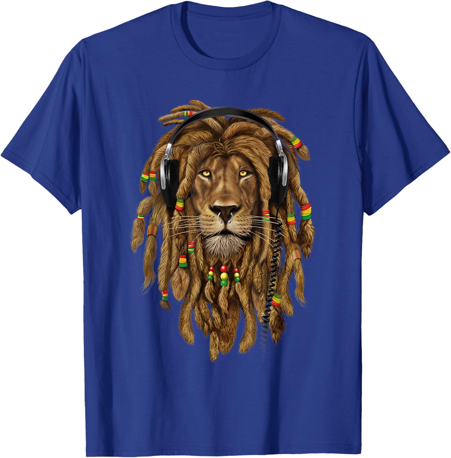 MYZAK Rasta Revolution Lion Zion Dreadlock Rastafari Reggae Design T-Shirt - T-Shirt | Royal