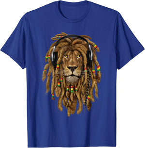 MYZAK Rasta Revolution Lion Zion Dreadlock Rastafari Reggae Design T-Shirt - T-Shirt | Royal
