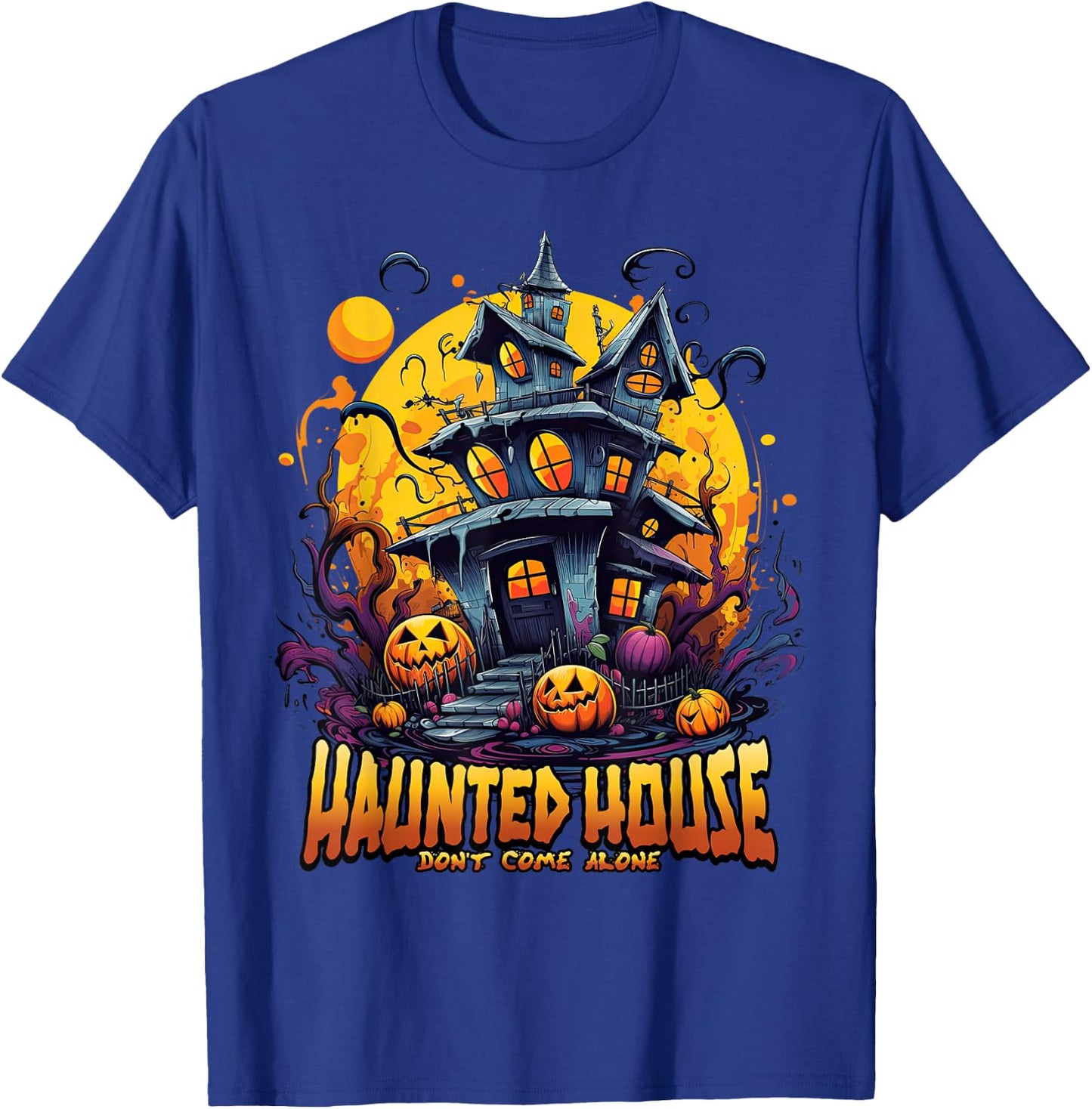 Haunted House Don't Come Alone - Scary Moonlit Pumpkins Kids T-Shirt - T-Shirt | Royal