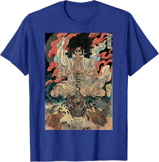 Japanese Vintage Artwork Tengu Gods Defeat The Evil Snake T-Shirt - T-Shirt | Royal