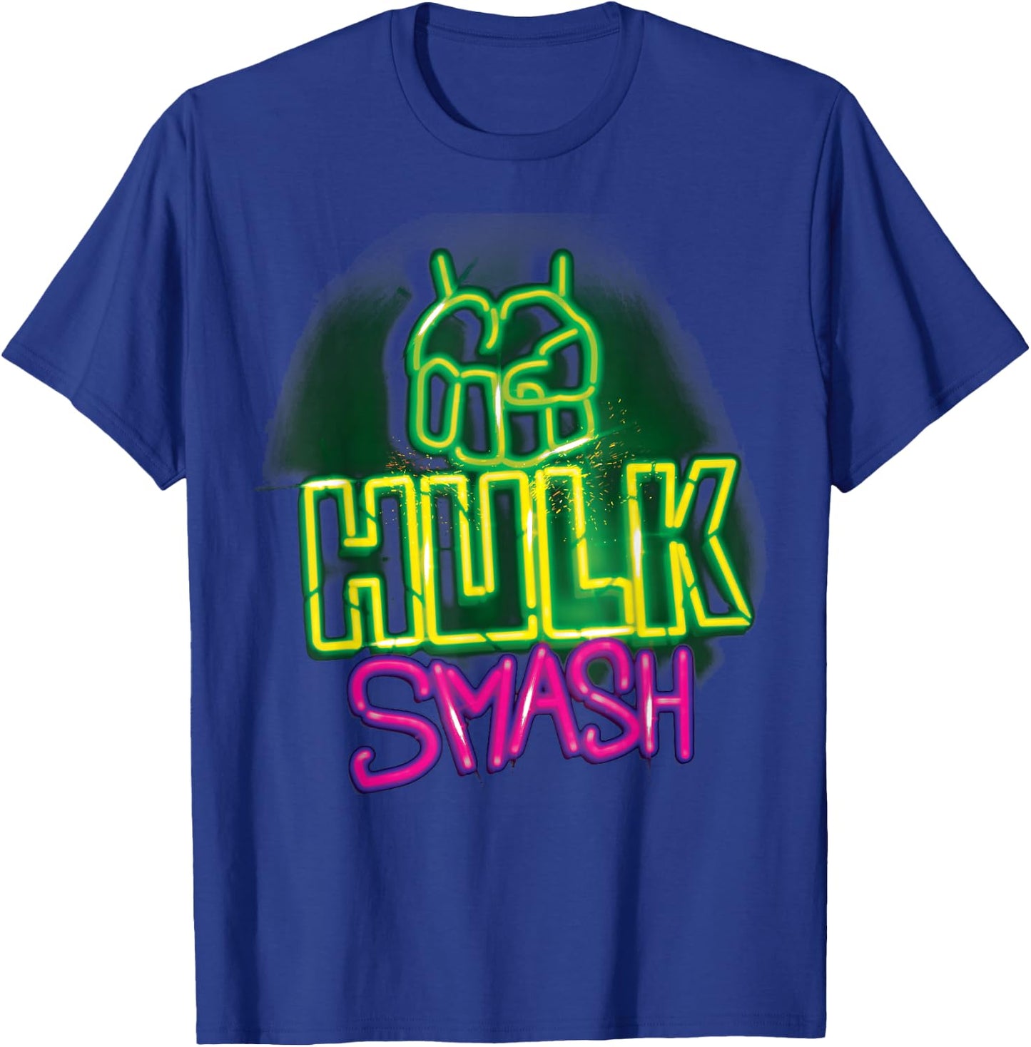 Marvel Hulk Smash Neon Sign Poster T-Shirt - T-Shirt | Royal