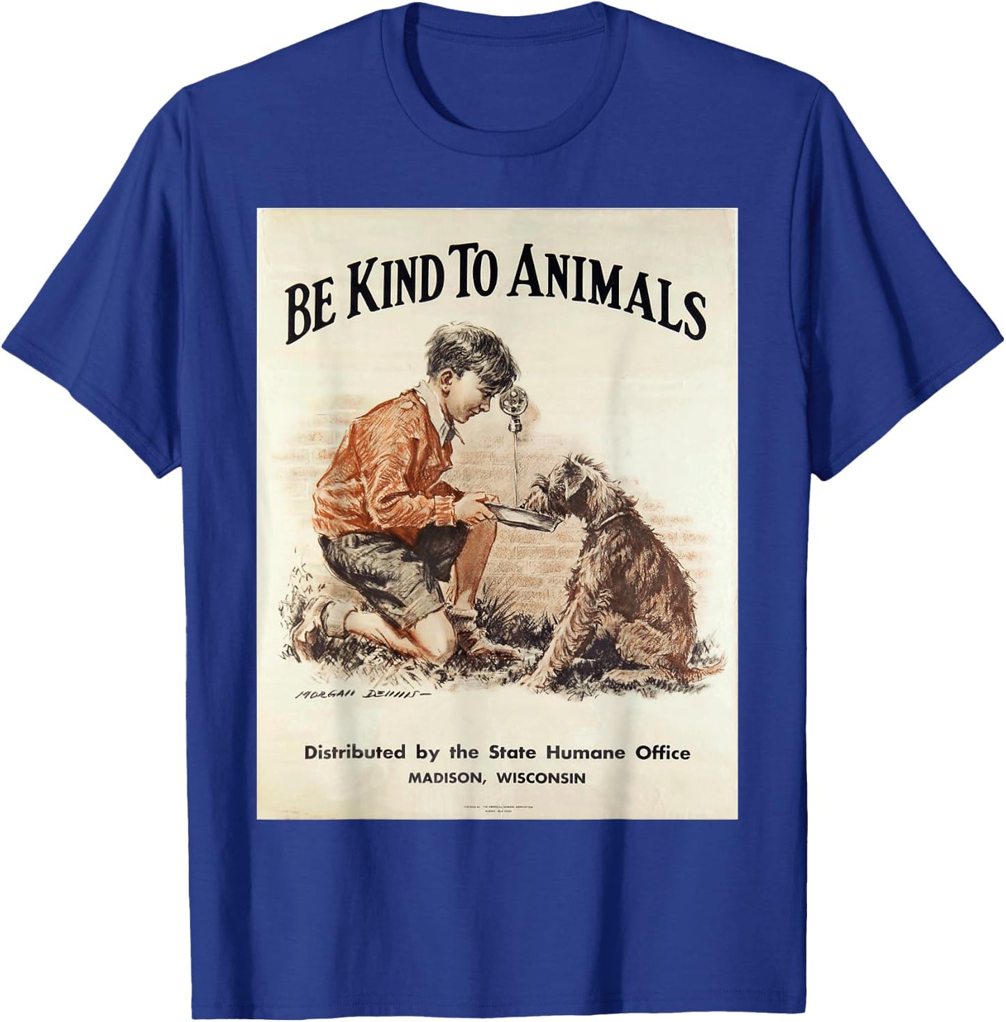 Be Kind To Animals Retro Vintage T-Shirt - T-Shirt | Royal