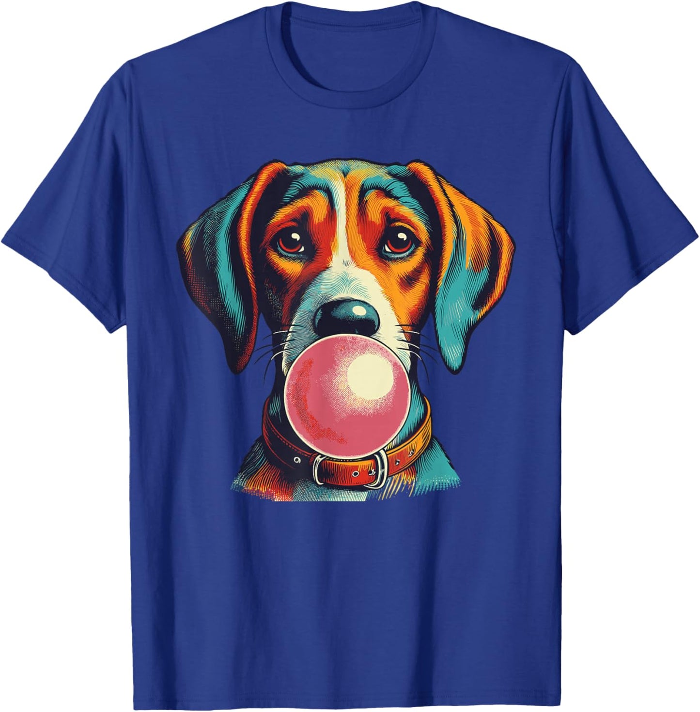 Funny Dog blowing Bubble Gum Vintage Popping Pink Bubble Gum Women T-Shirt - T-Shirt | Royal
