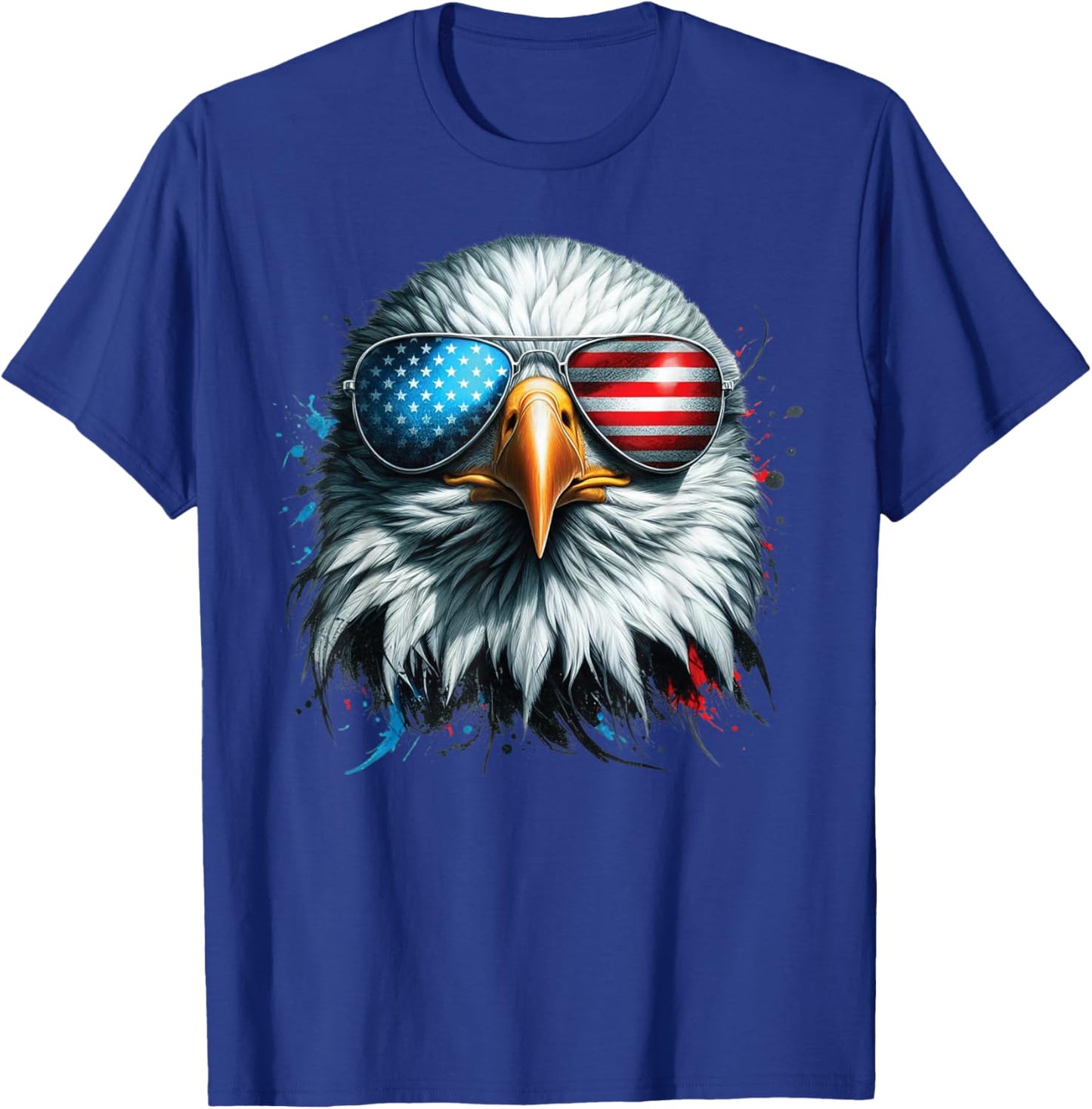 Cool Bald Eagle American Sunglasses Patriotic Man Funny T-Shirt - T-Shirt | Royal