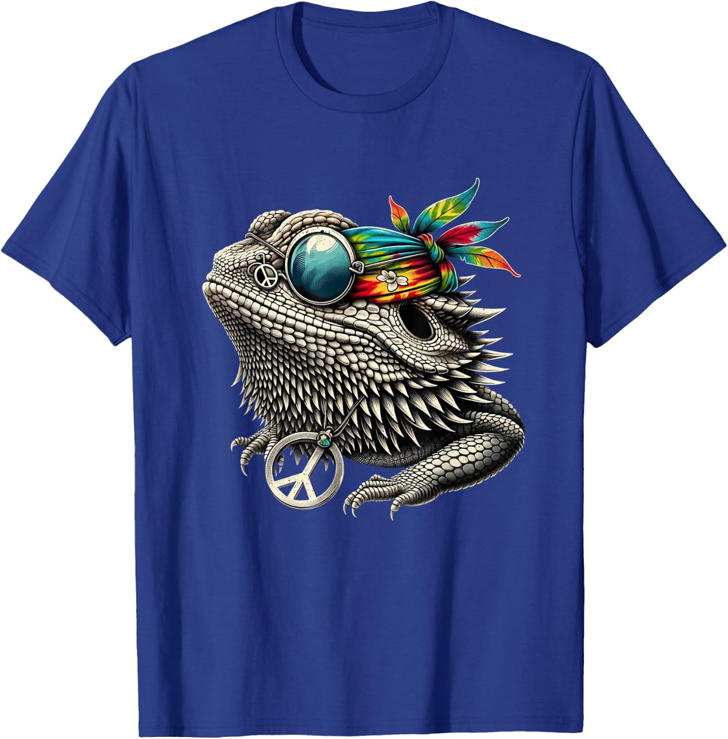 Bearded Dragons Reptile Lizard Pet Hippie Style T-Shirt - T-Shirt | Royal