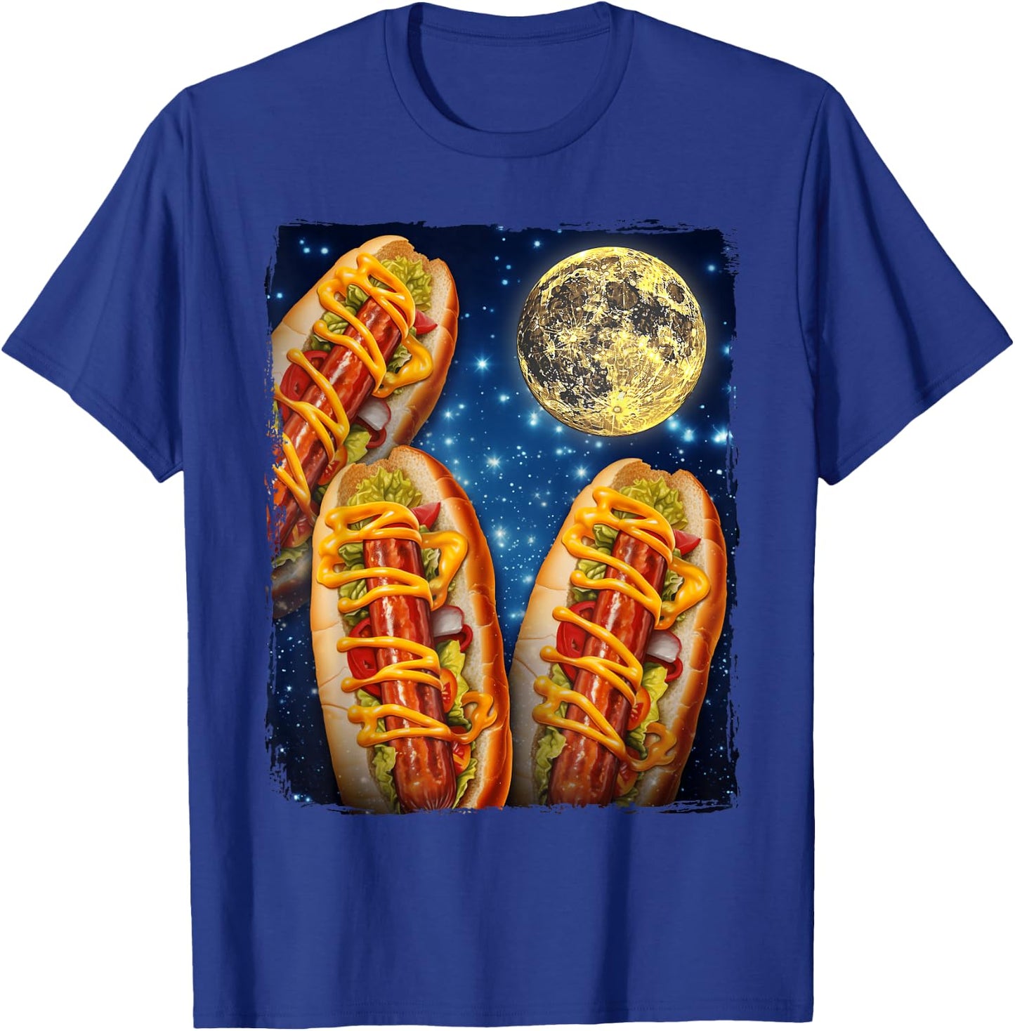Hotdogs Howling Moon Hot Dogs Moon T-Shirt - T-Shirt | Royal