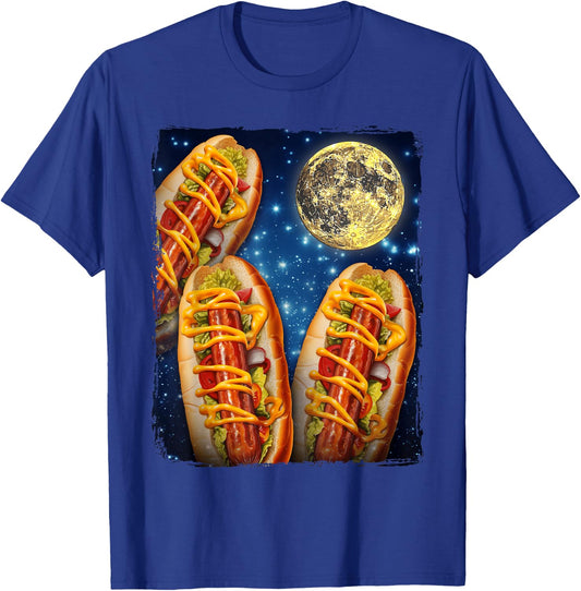Hotdogs Howling Moon Hot Dogs Moon T-Shirt - T-Shirt | Royal