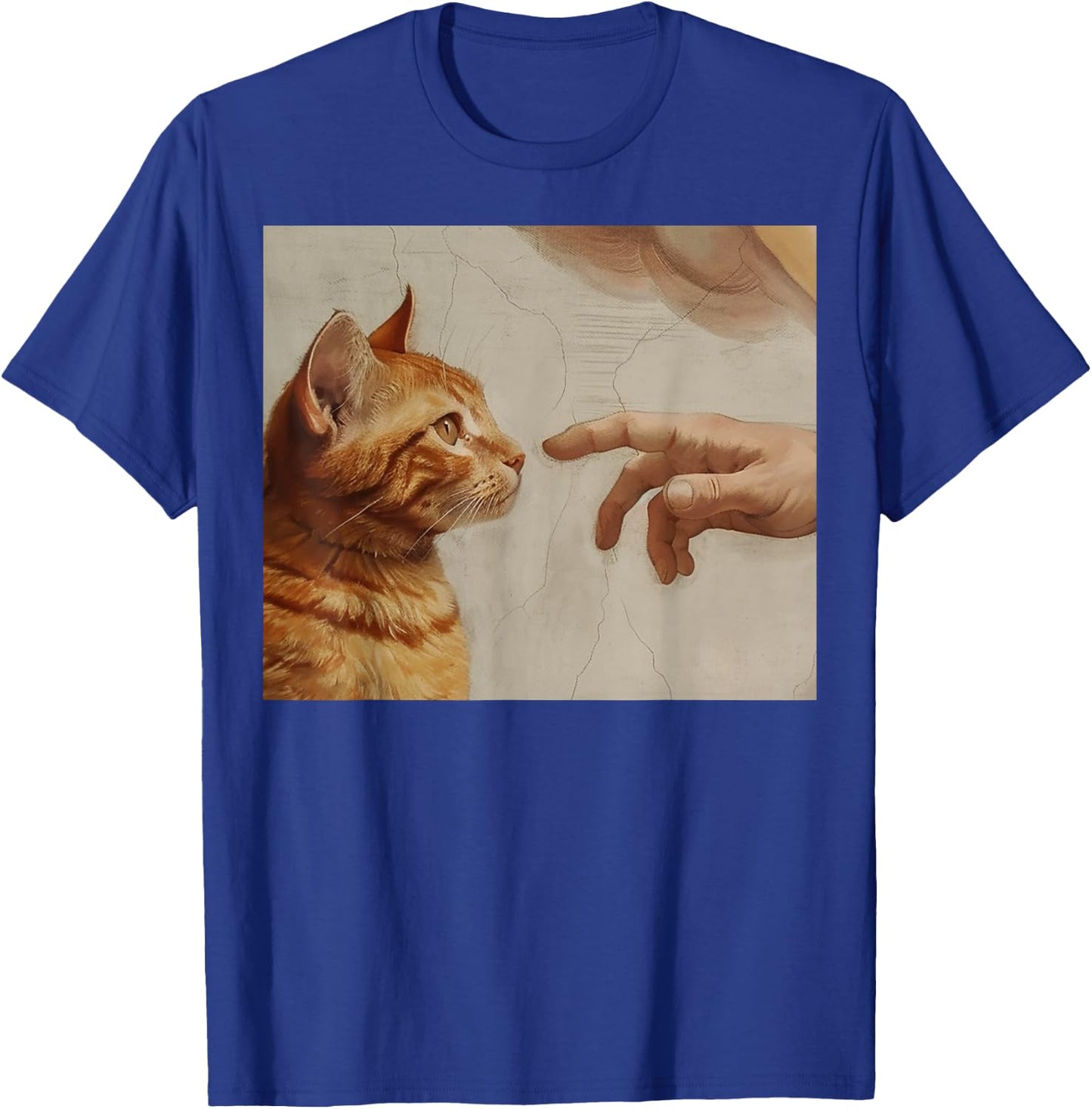 Michelangelo God Creating Cat Hands Vintage Art Women T-Shirt - T-Shirt | Royal