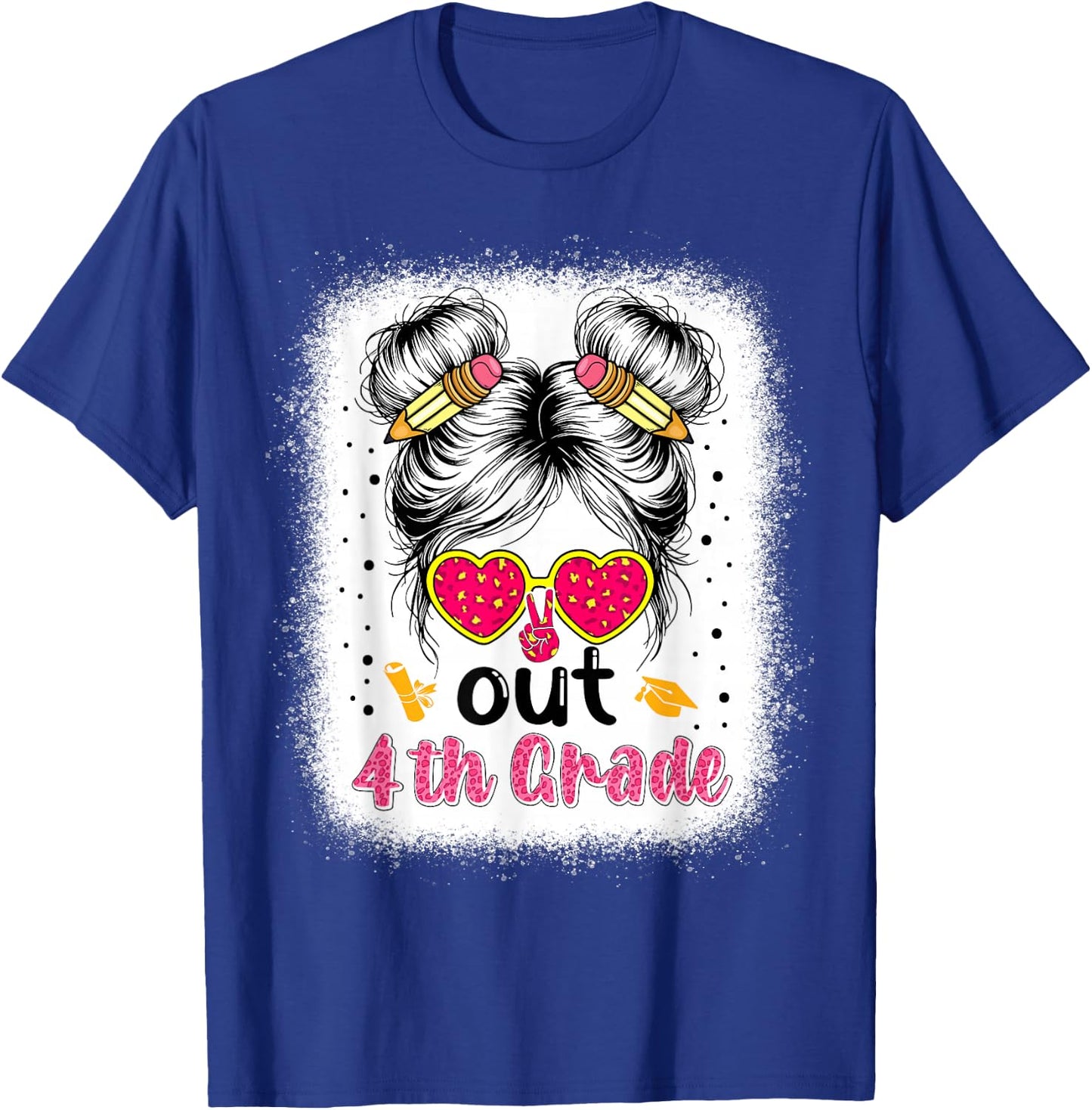 Peace out 4th grade graduation 2026 4th grade messy bun girl T-Shirt - T-Shirt | Royal