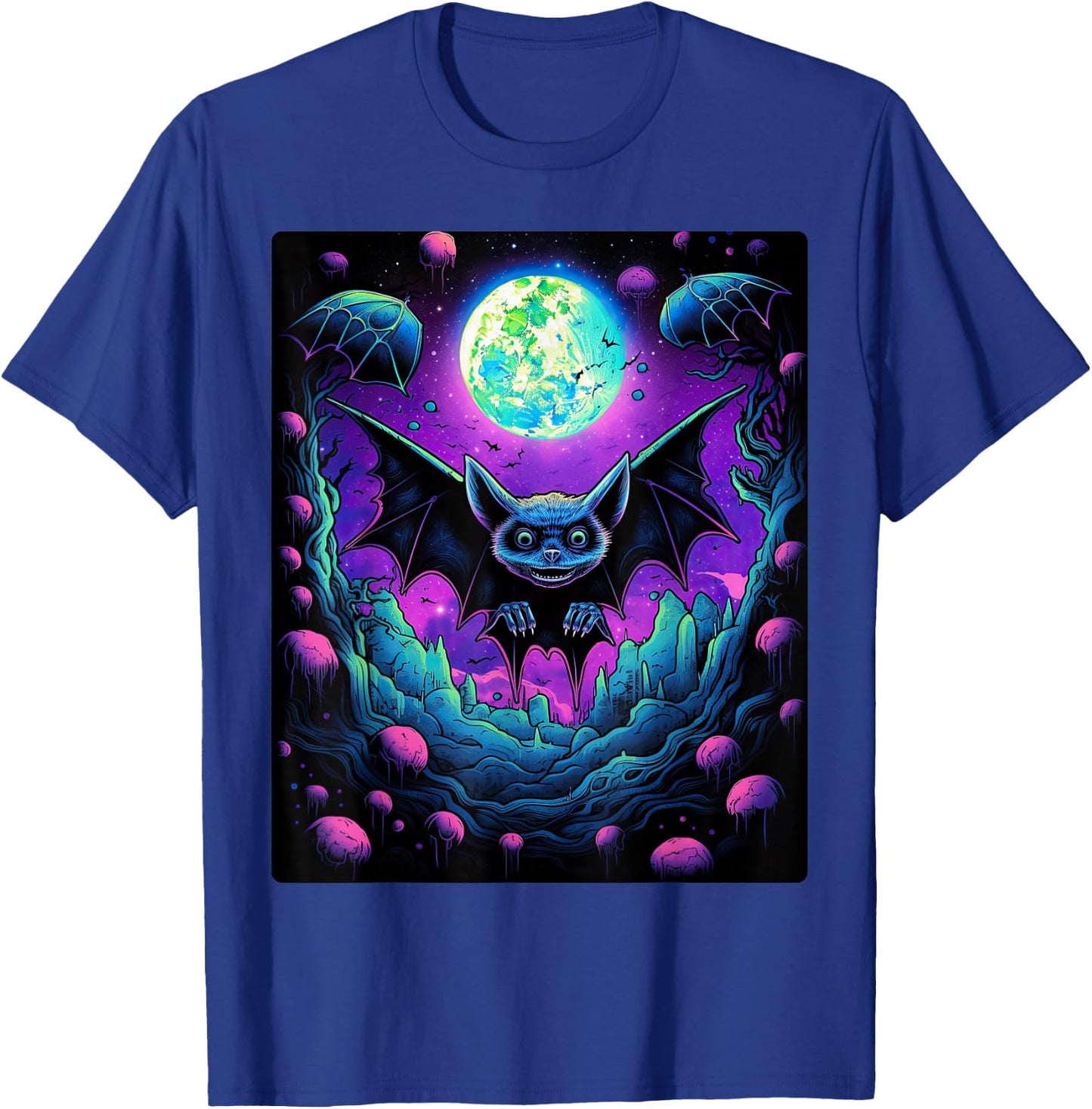 Gothic Bat Spooky Bats Pattern Moon Night T-Shirt - T-Shirt | Royal