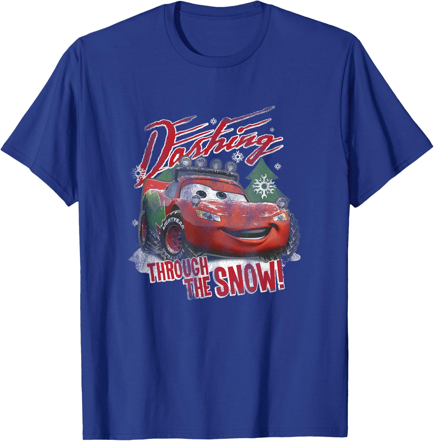 Disney Pixar Cars Christmas Dashing Through The Snow Faded T-Shirt - T-Shirt | Royal