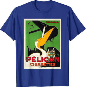 Retro Vintage Pelikan Cigarettes Virginia Poster T-Shirt - T-Shirt | Royal