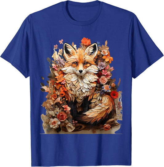 Cottagecore Aesthetic floral Fox with Book cute Goblincore T-Shirt - T-Shirt | Royal