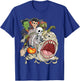 Skeleton Zombie Riding Mummy Shark Funny Halloween Pumpkin T-Shirt - T-Shirt | Royal