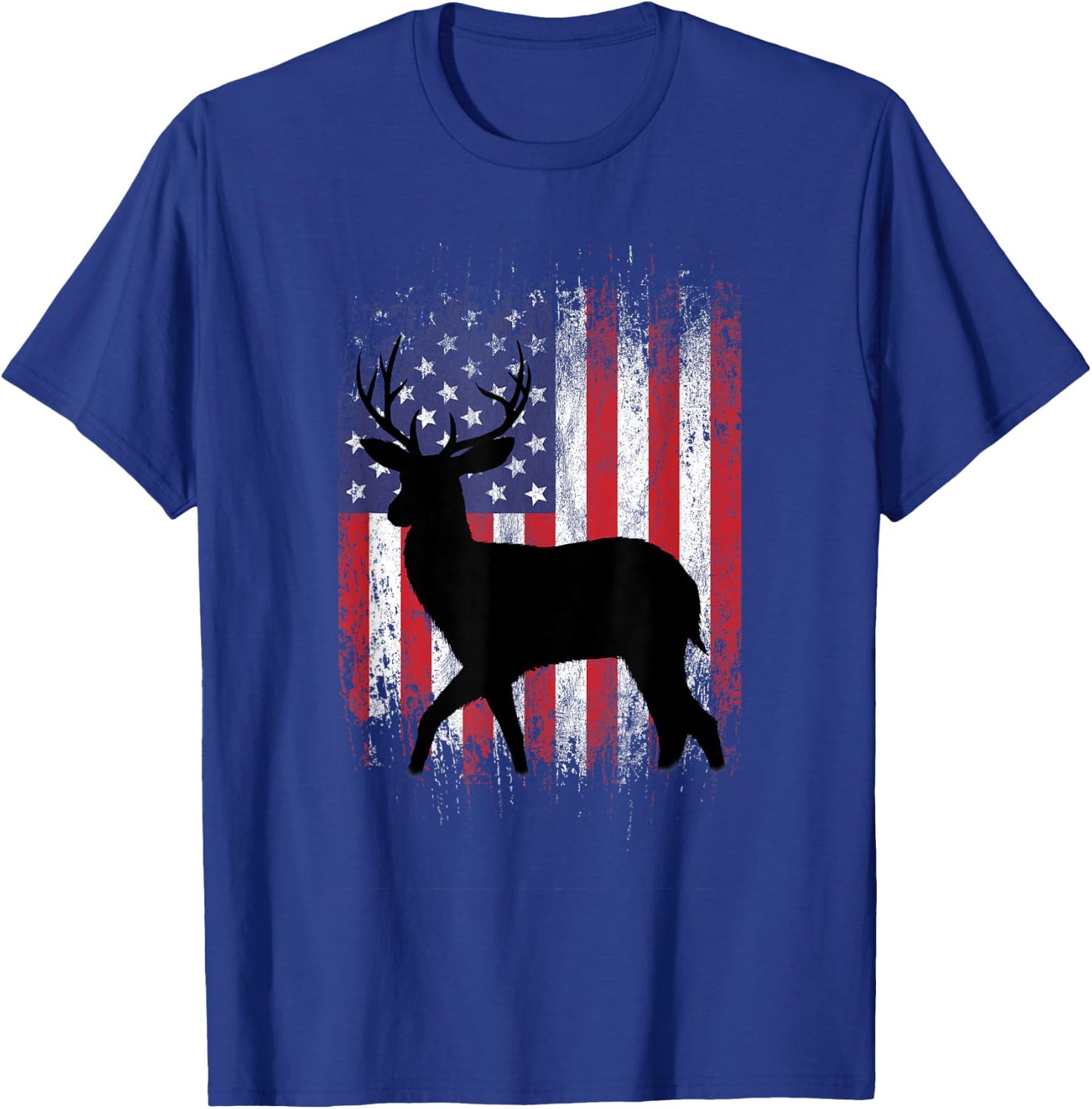 American Deer Hunting Patriotic Hunter Flag Whitetail Buck T-Shirt - T-Shirt | Royal