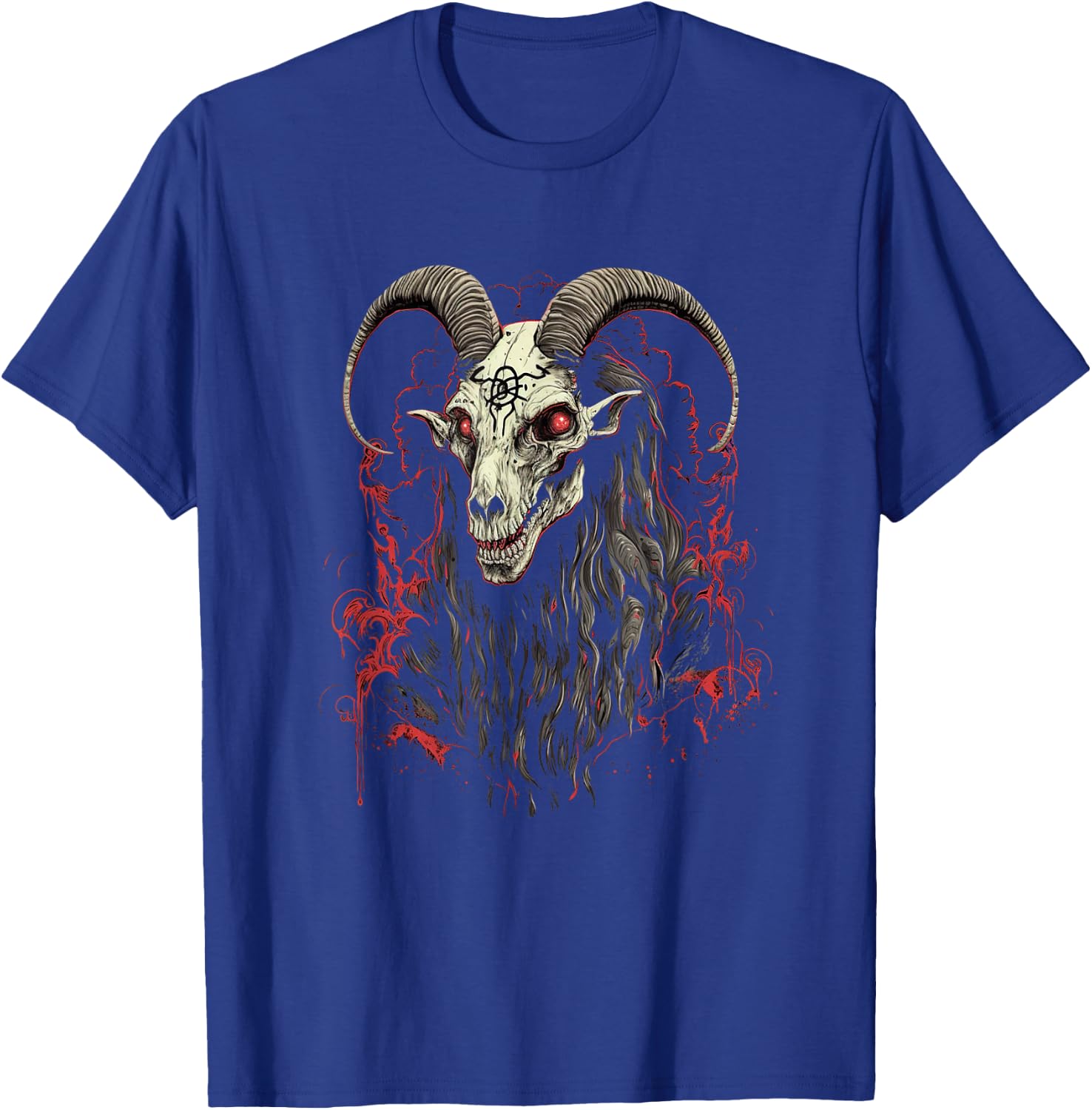 Satanic Baphomet Goat Head | Dark Art Pagan Evil Goth T-Shirt - T-Shirt | Royal