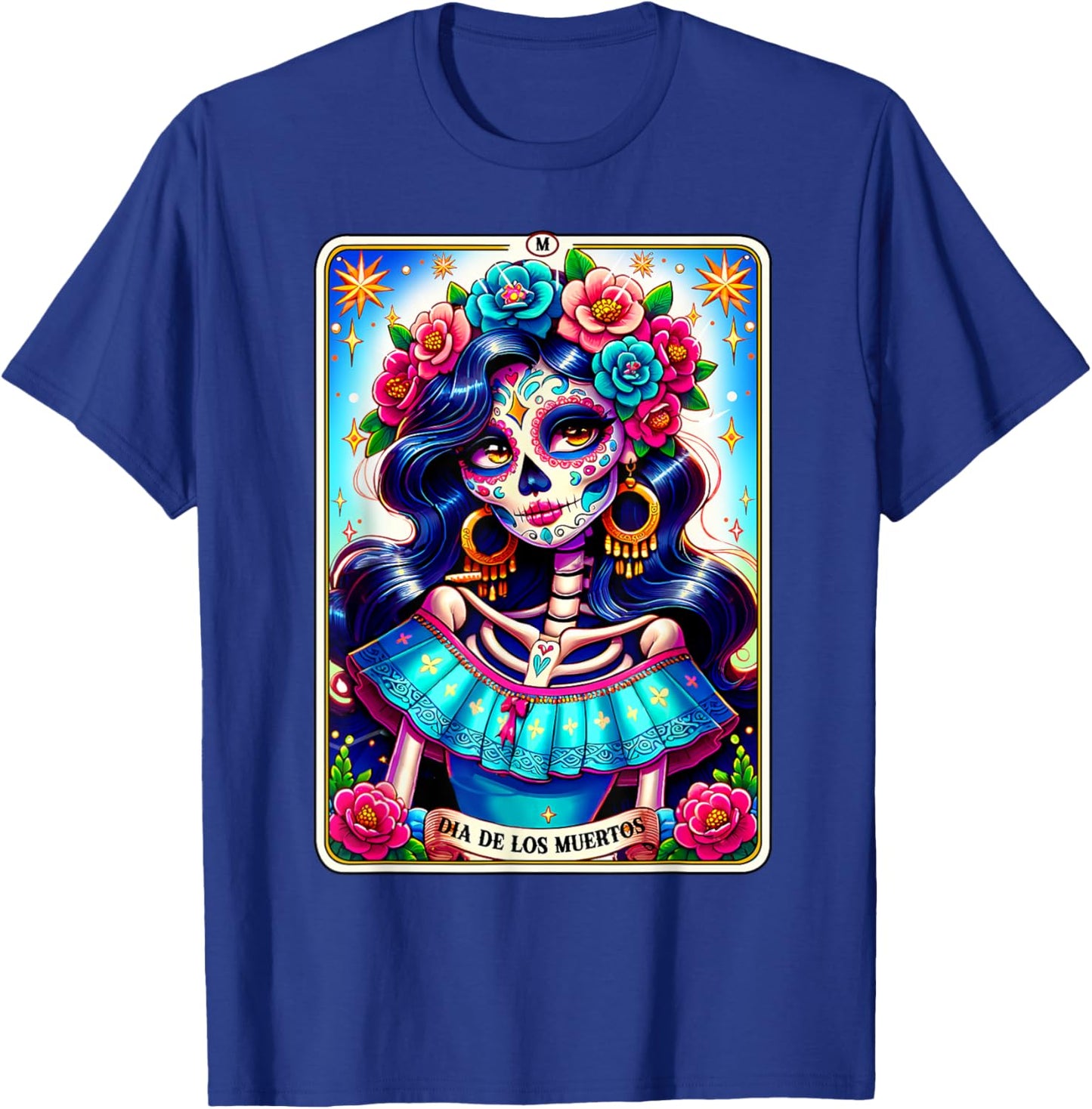 Tarot Card Dia De Los Muertos Woman Catrina Day Of The Dead T-Shirt - T-Shirt | Royal