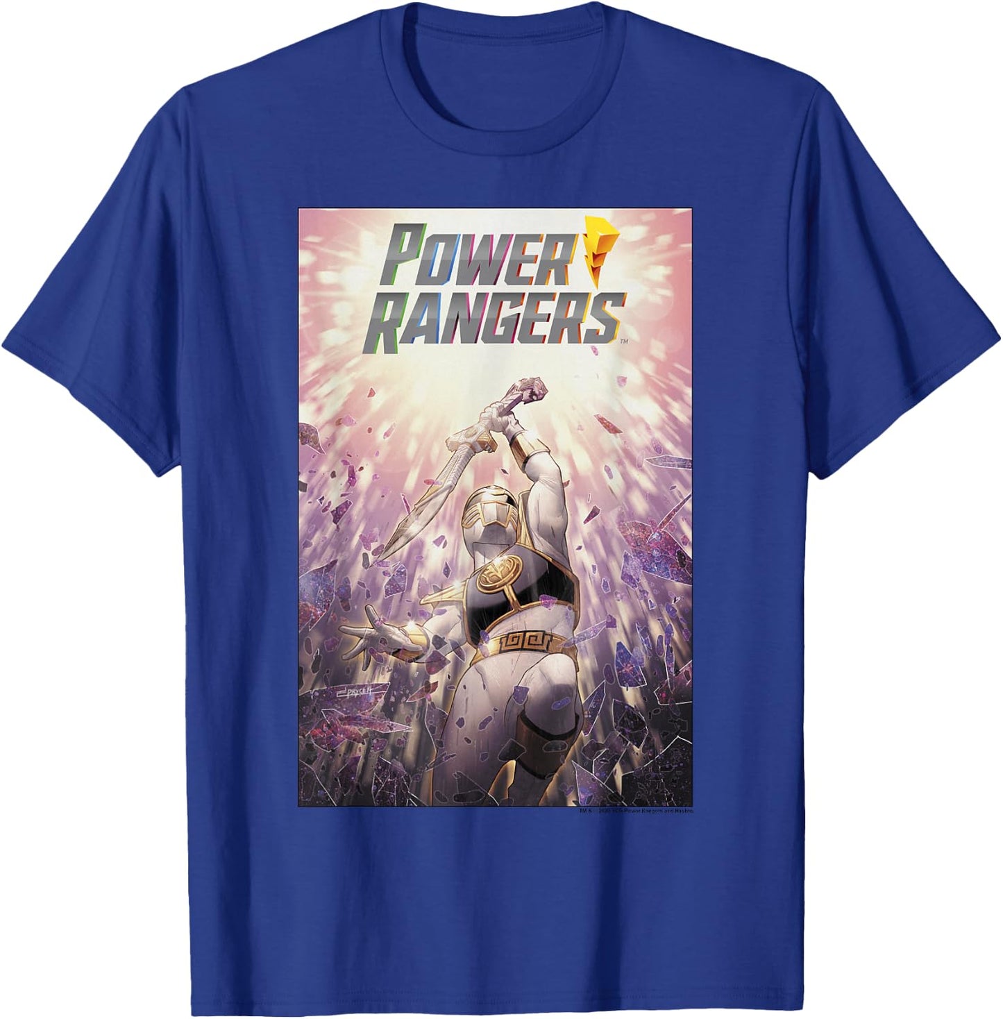 Power Rangers Mighty Morphing Group Battle Comic Poster T-Shirt - T-Shirt | Royal