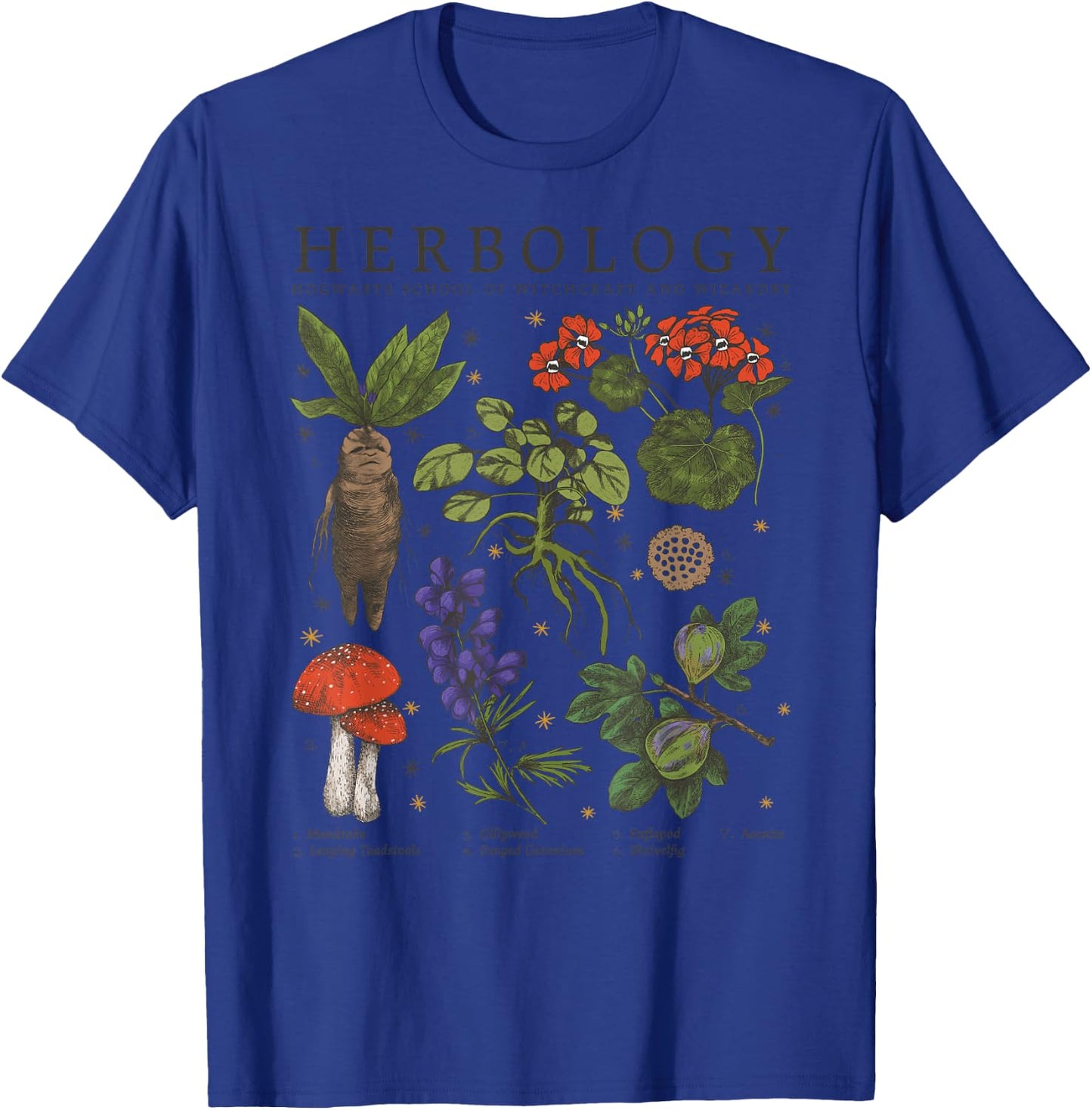 Harry Potter Grey Retro : Classic Fit, Herbology Plants, Adult, Short Sleeve, Cotton & Polyester T-Shirt - T-Shirt | Royal