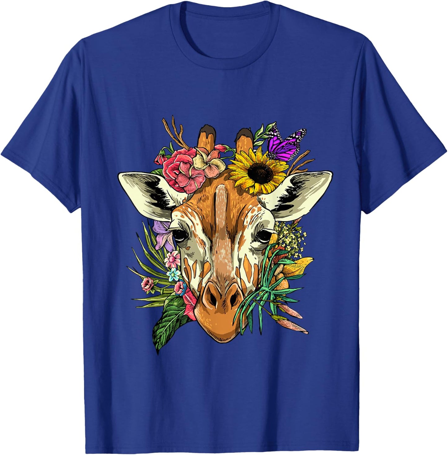 Floral Giraffe Shirt Nature Zoo Animal Face Giraffe Lover T-Shirt - T-Shirt | Royal