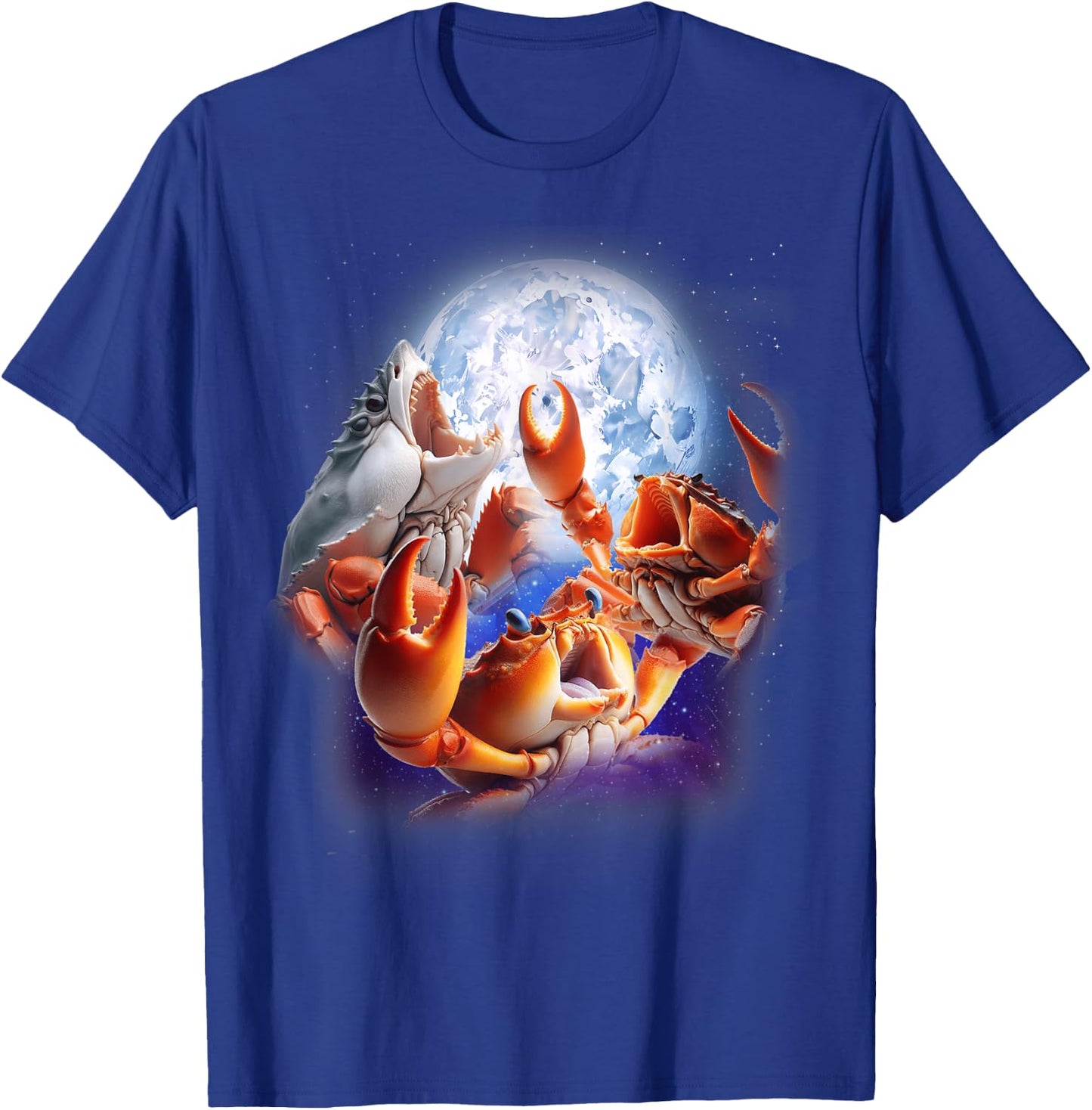3 Crabs Howling At The Moon Funny Crab Lover Seafood Boil T-Shirt - T-Shirt | Royal