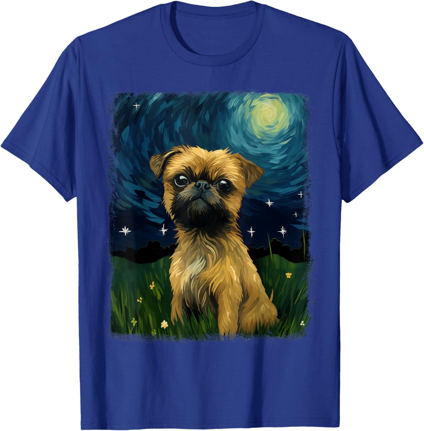 Brussels Griffon Dog Starry Night Painting T-Shirt - T-Shirt | Royal