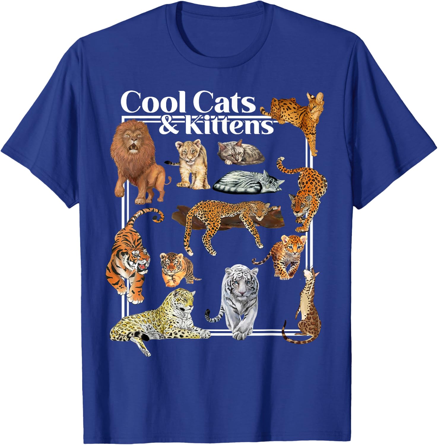 Cat Tiger Lion Leopard Feline Funny Gifts Women Kids T-Shirt - T-Shirt | Royal