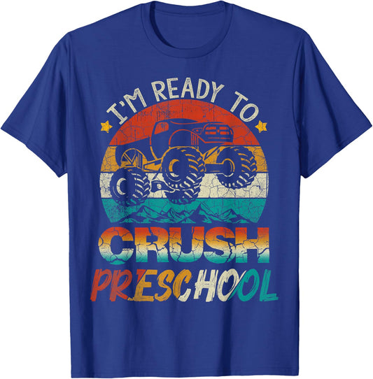 I'm Ready To Crush Preschool Monster Truck Vintage Boys Gift T-Shirt - T-Shirt | Royal