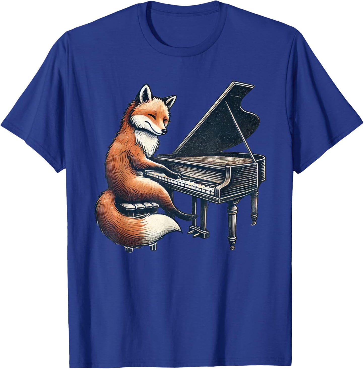 Cute Fox Playing Piano Foxes Musician Music T-Shirt - T-Shirt | Royal