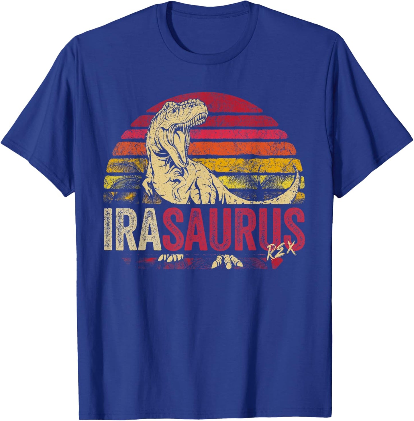 Ira Saurus Funny Personalized Dinosaur T Rex Boys Name T-Shirt - T-Shirt | Royal