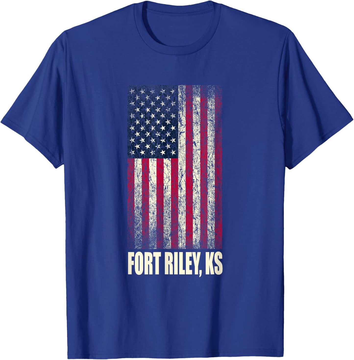 Military Army United States Fort Riley KS Vintage Flag T-Shirt - T-Shirt | Royal