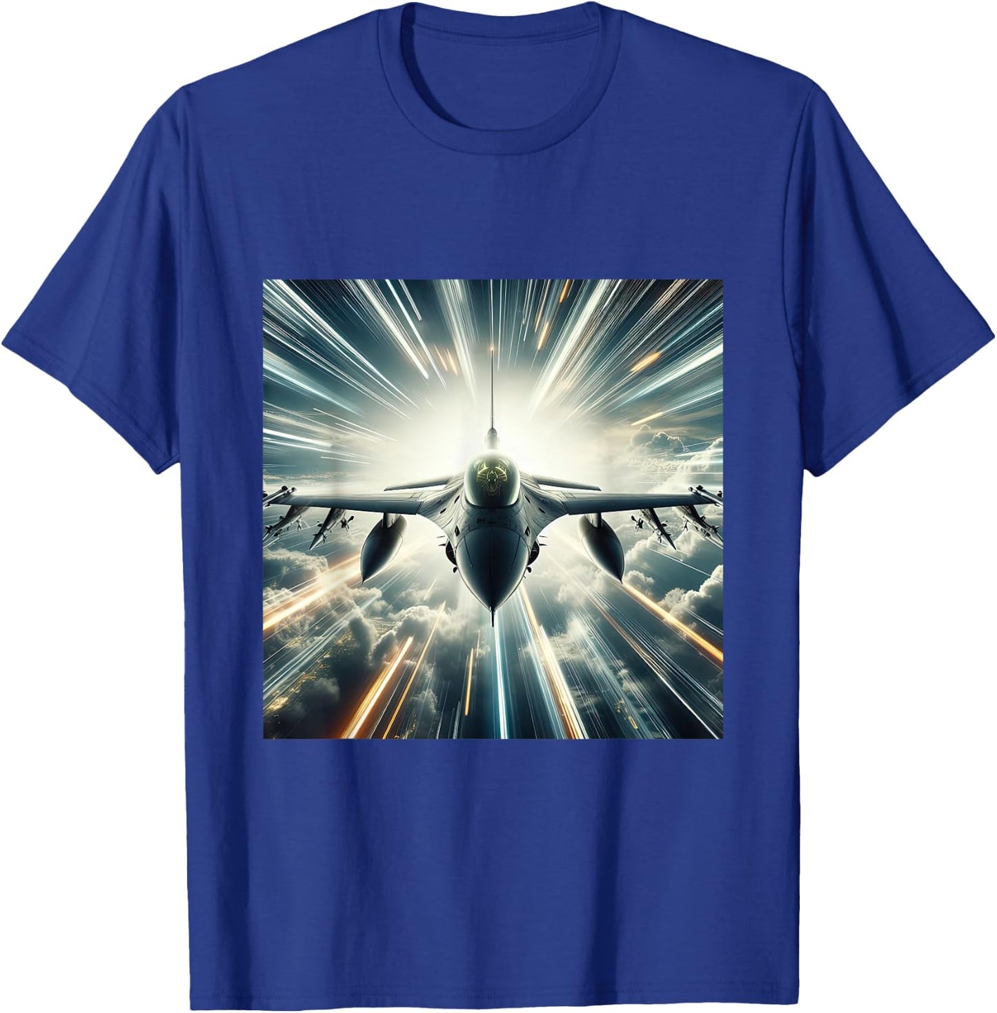 F-16 Fighting Falcon Fighter Jet Military Aircraft T-Shirt - T-Shirt | Royal