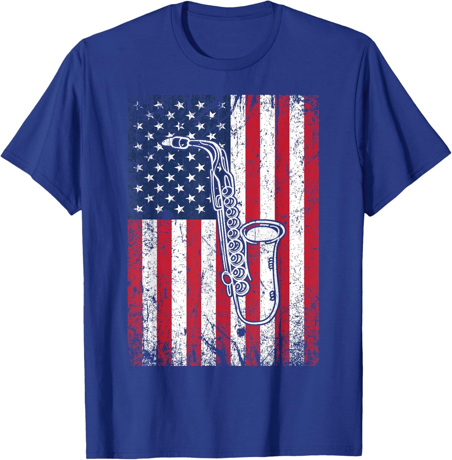 American Flag Saxophone 4th of July Patriotic Women T-Shirt - T-Shirt | Royal