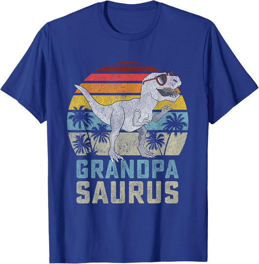Grandpasaurus T Rex Dinosaur Grandpa Saurus Family Matching T-Shirt - T-Shirt | Royal