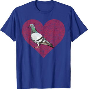 Pigeon Valentines Day Bird Love Fingerprint T-Shirt - T-Shirt | Royal