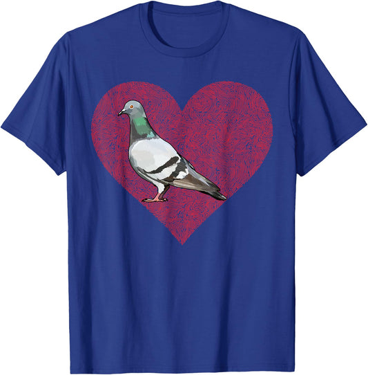 Pigeon Valentines Day Bird Love Fingerprint T-Shirt - T-Shirt | Royal