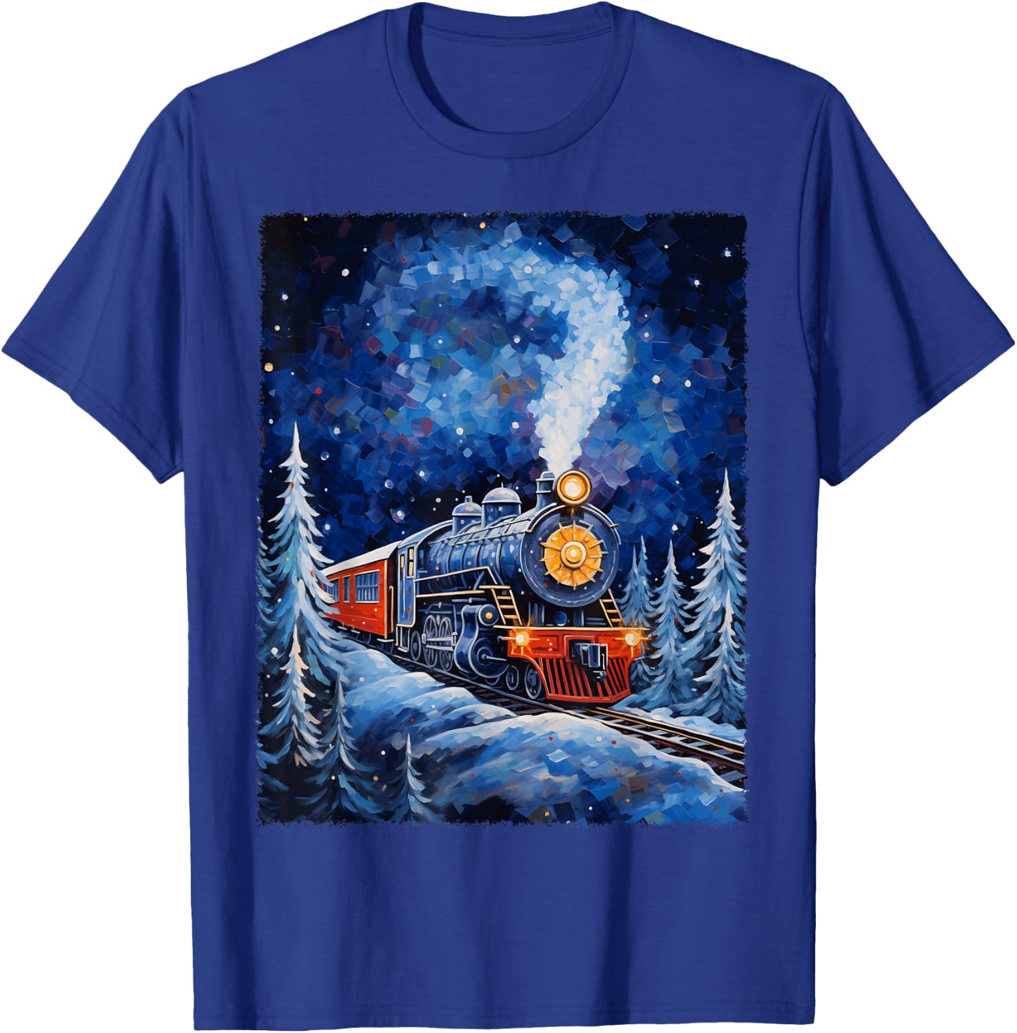 Steam Locomotive Van Gogh Style T-Shirt - T-Shirt | Royal