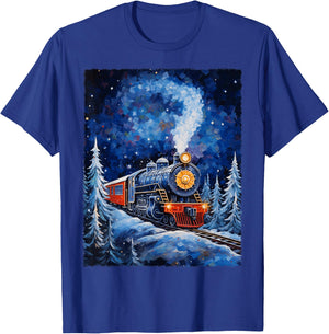 Steam Locomotive Van Gogh Style T-Shirt - T-Shirt | Royal