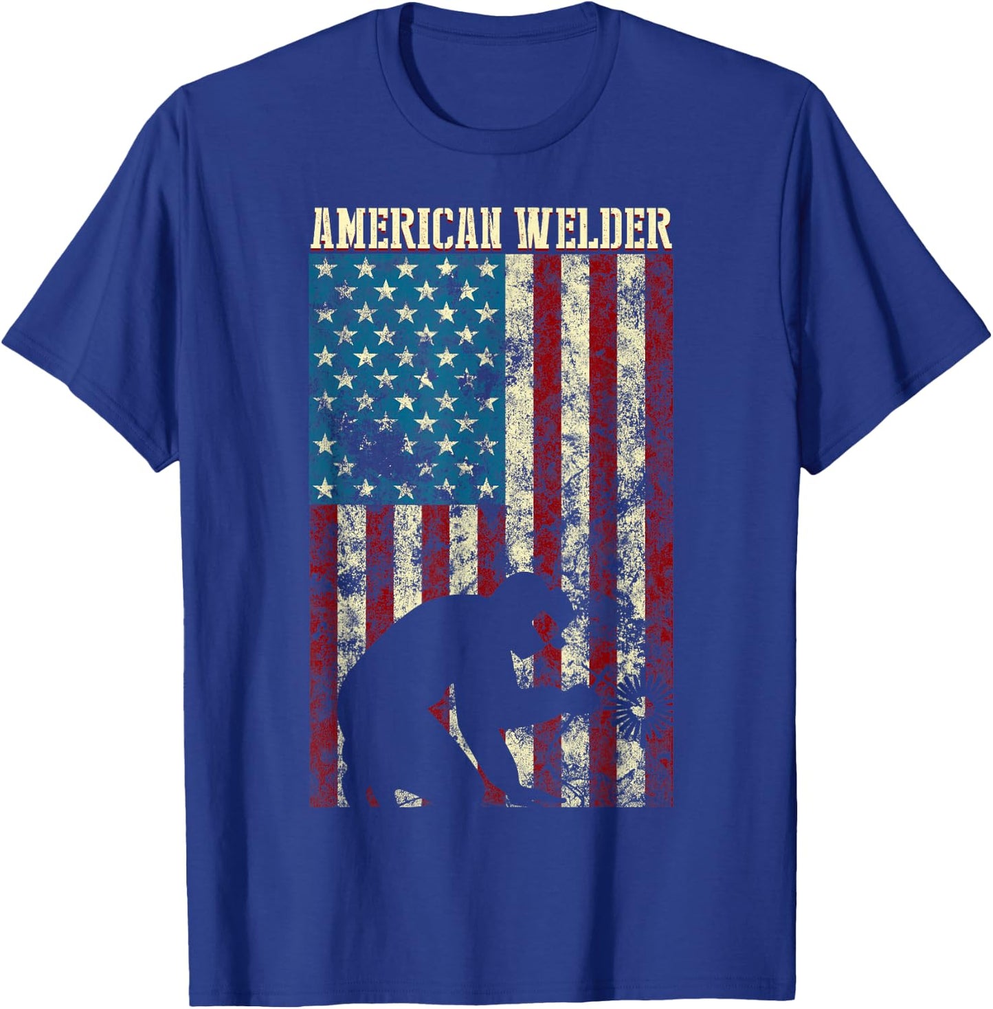 Welding Patriotic Distressed USA American Flag gift Welder T-Shirt - T-Shirt | Royal