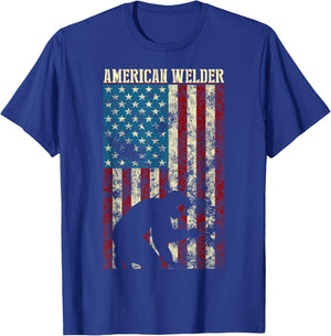 Welding Patriotic Distressed USA American Flag gift Welder T-Shirt - T-Shirt | Royal