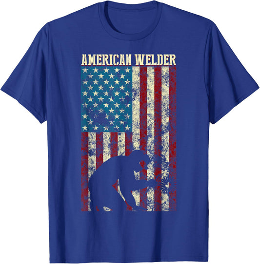 Welding Patriotic Distressed USA American Flag gift Welder T-Shirt - T-Shirt | Royal