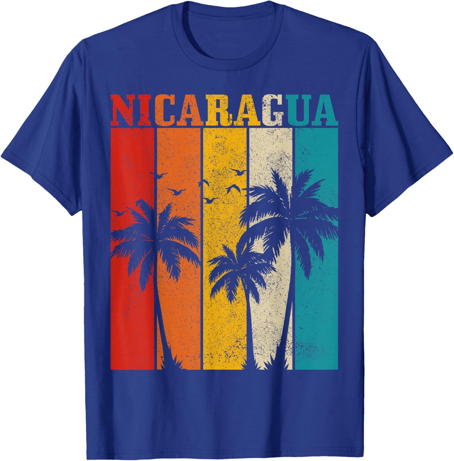 Nicaragua Vintage Palm Trees Surfer Nicaraguan Souvenir Nica T-Shirt - T-Shirt | Royal