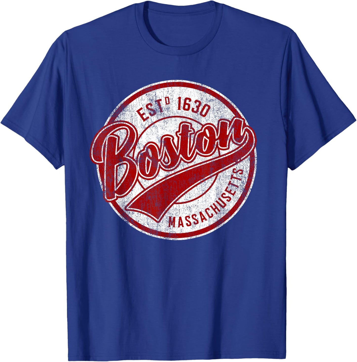 Distressed Vintage Boston Massachusetts Sports Gift T-Shirt - T-Shirt | Royal